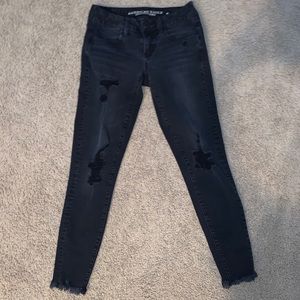 Black American Eagle Stretch Black Skinny Jeans